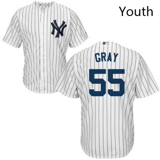 Youth Majestic New York Yankees 55 Sonny Gray Replica White Home MLB Jersey